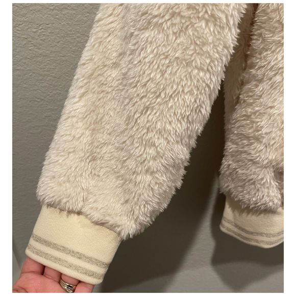 UGG Cream Gold Loyra Stripped Metallic Sherpa Hoodie - Picture 6 of 7